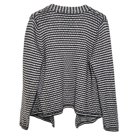 Chicos 3 Stripe Cardigan Black White Casual Career Sweater Womens XL - Picture 6 of 8